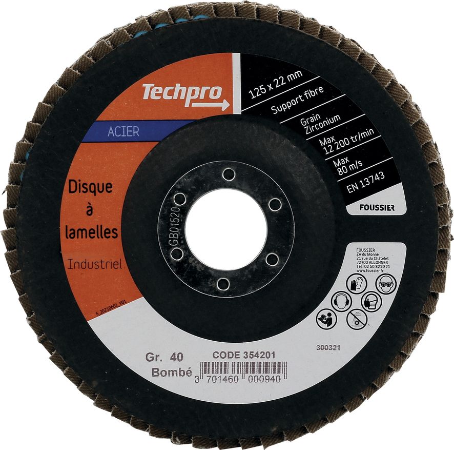 Lot De 3 Disques à Lamelles 125mm Zirconium - Meuleuse Inox Acier Métal Bois Grains P40 P60 P80